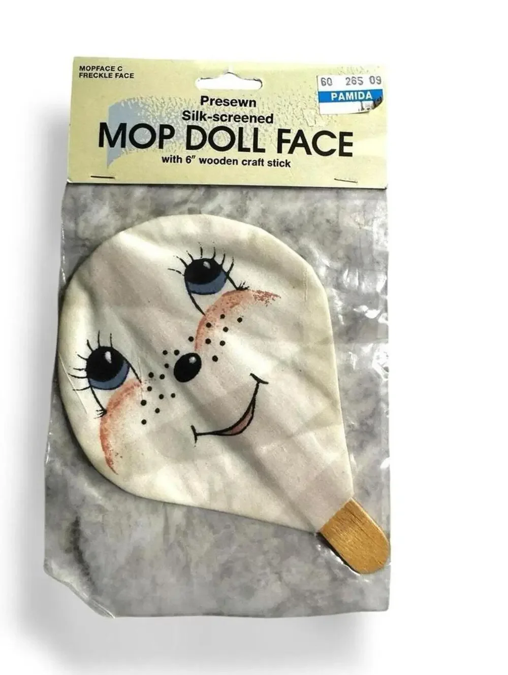 Vintage Mop Doll Face Kit Nos, Blue Eyes, Rosy Cheeks, 1980s Folk Art Style